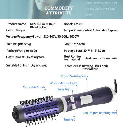 HAIR CURLING AND DRYER BRUSH