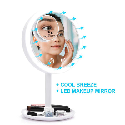 LED MAKEUP MIRROR WITH FAN