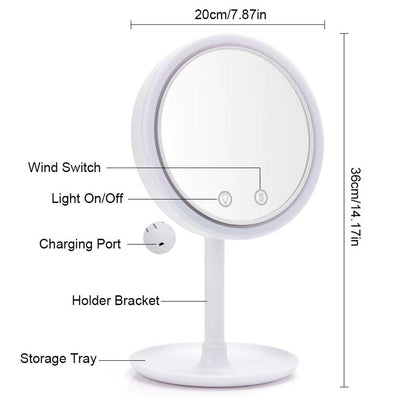 LED MAKEUP MIRROR WITH FAN