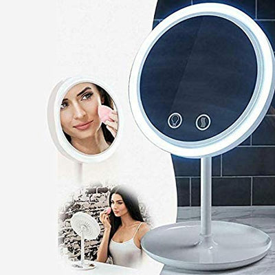 LED MAKEUP MIRROR WITH FAN